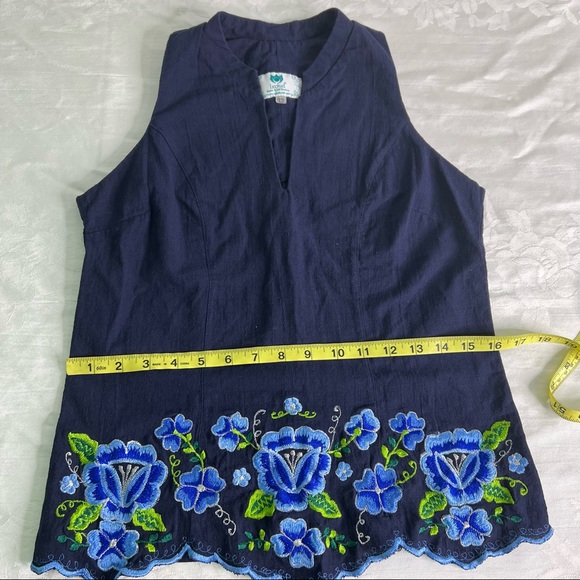 Mexican Handmade floral embroidered top zipper size 32 Medium - Picture 7 of 11